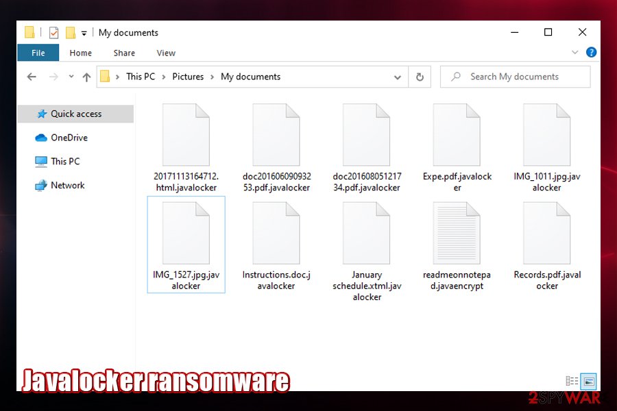 Javalocker ransomware encrypted files