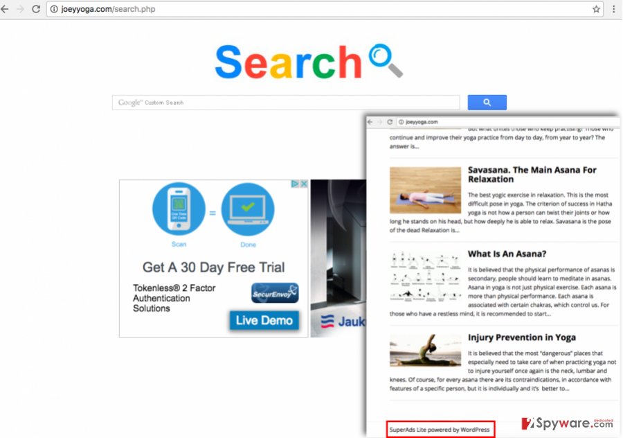 Screenshot of Joeyyoga.com in Chrome that replaces previous homepage settings Screenshot of Joeyyoga.com in Chrome that replaces previous homepage settings