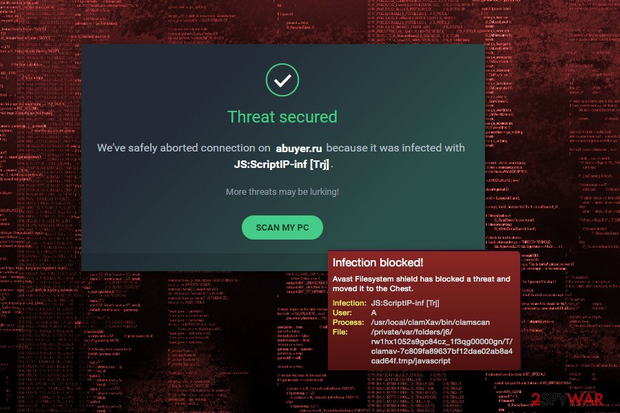 JS:ScriptIP-inf trojan detected