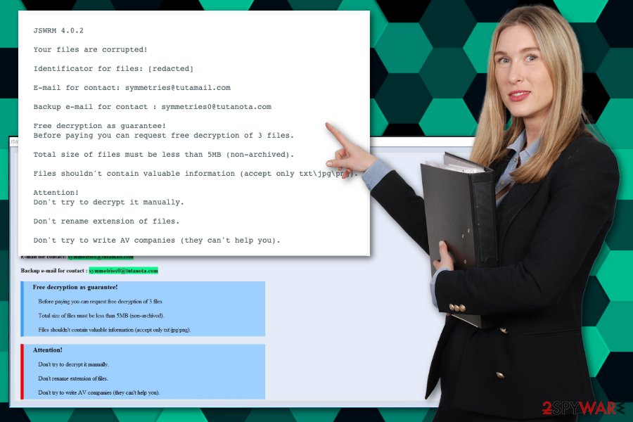 [symmetries@tutamail.com].JSWRM ransomware virus