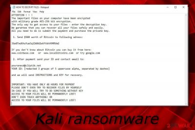 Kali ransomware virus