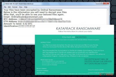 Ransom notes by Katafrack ransomware