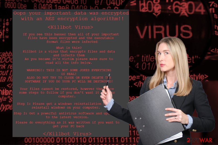 Ransom note by KillBot ransomware virus