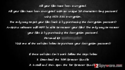 The ransom note of KillerLocker ransomware