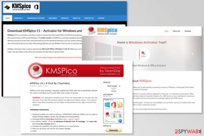 Websites used to spread KMSPico