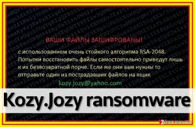 Kozy.Jozy ransomware virus leaves a ransom note on a desktop