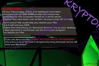 The image illustrating Kryptonite ransomware 