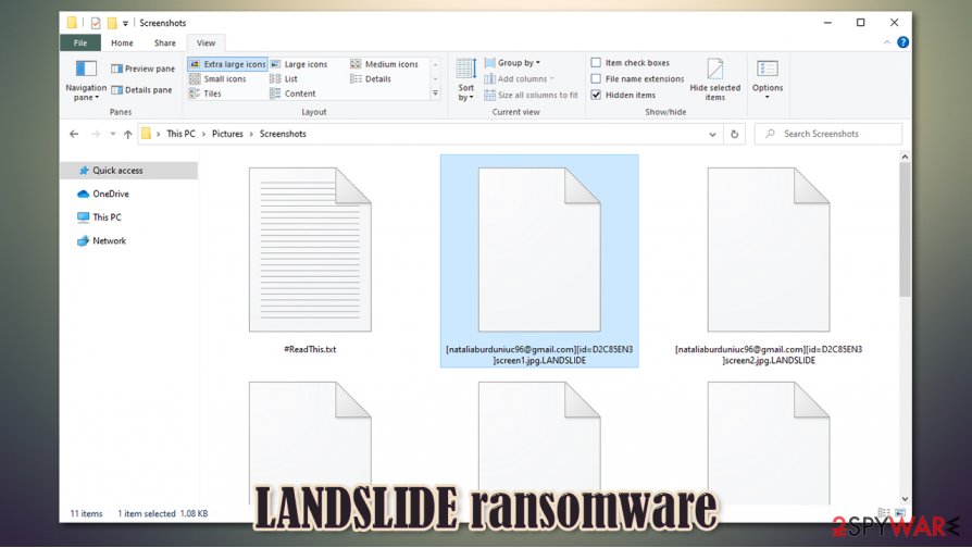 LANDSLIDE virus encrypted files
