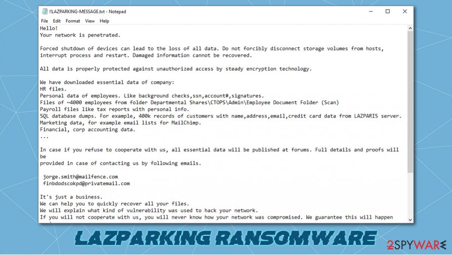 LAZPARKING ransomware