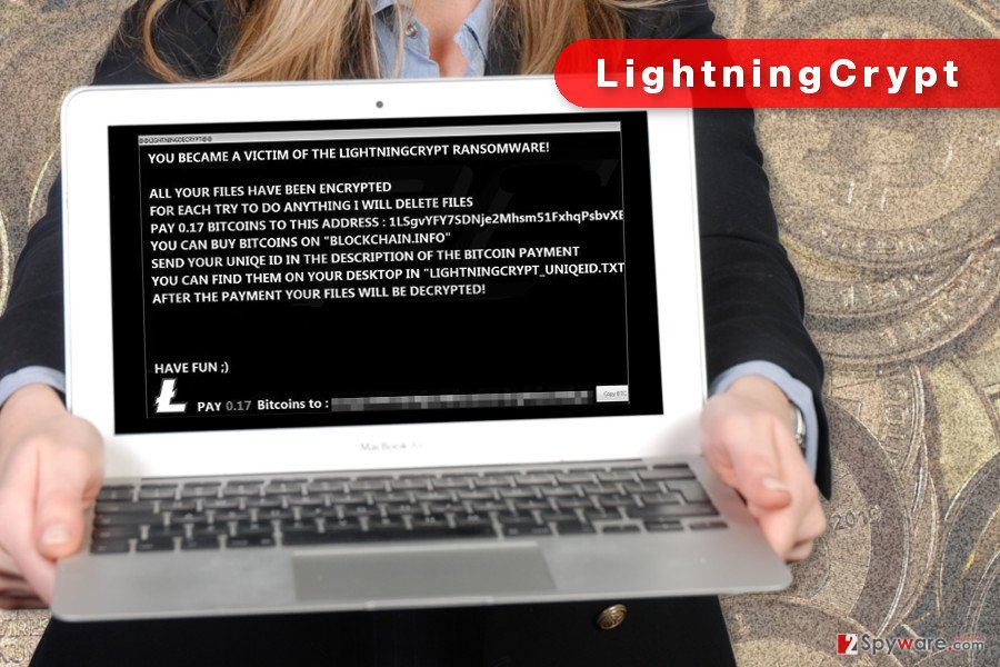 The image of LightningCrypt ransomware virus