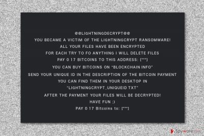Ransom note by LightningCrypt ransomware virus