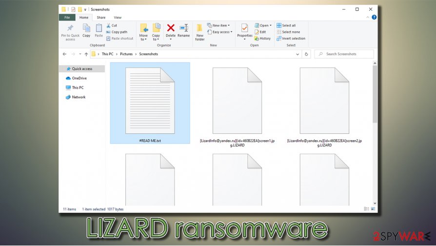 LIZARD virus encrypted files