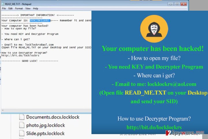 An image of the LockLock ransomware virus