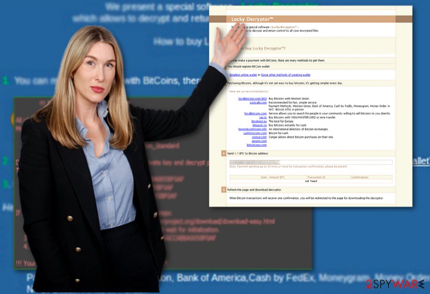 The image displaying Locky Decrypter and Locky ransom note