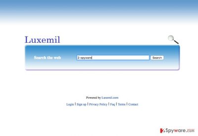 A screenshot of the Luxemil.com virus