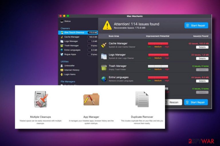 Mac Mechanic virus scanner showed