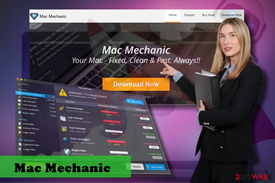 Mac Mechanic virus. A printscreen of official website