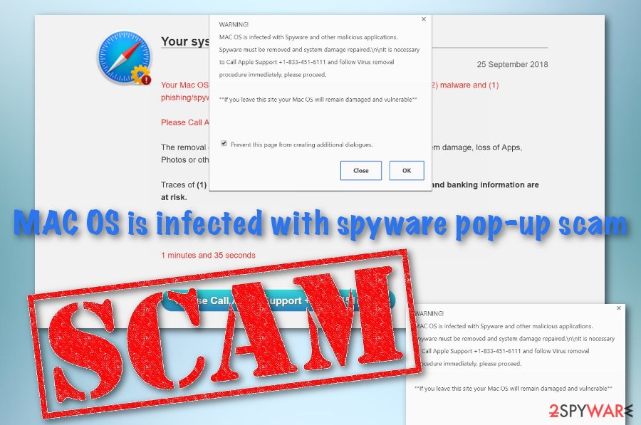 MAC OS is infected with spyware pop-up scam