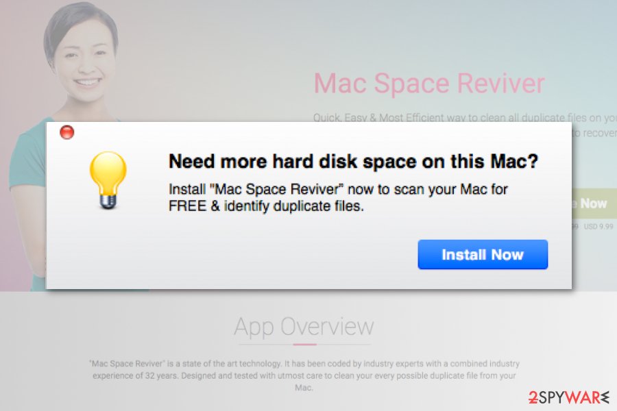 Mac Space Reviver ads promote installation