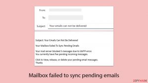 “Mailbox failed to sync pending emails” scam