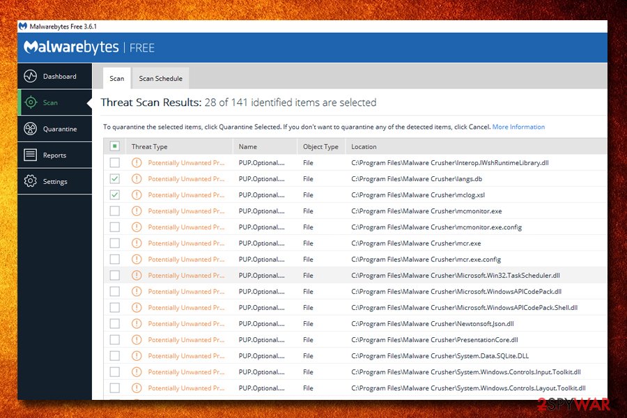 Malware Crusher PUP detection