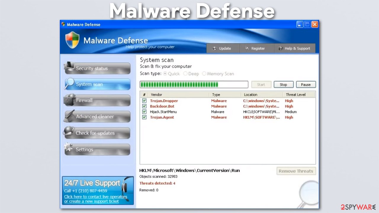 Entfernung der Malware-Unterstützung