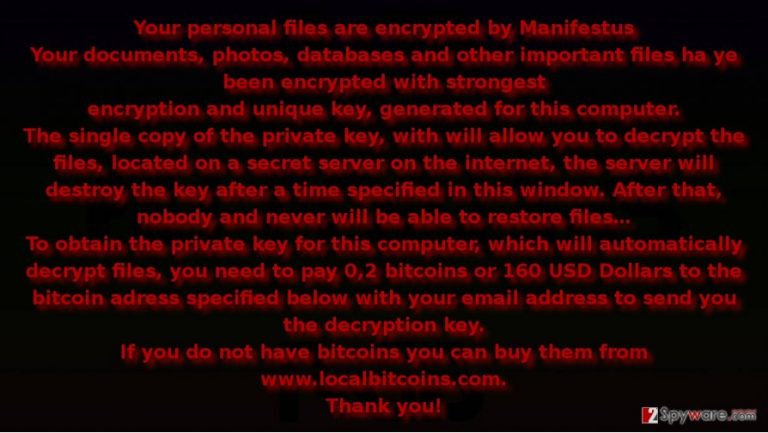 The ransom note of Manifestus