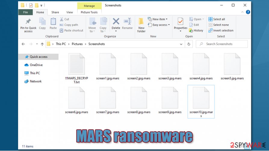 MARS ransomware encrypted files