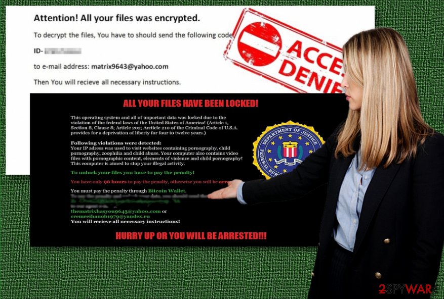 The examples of Matrix ransomware 