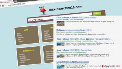 The illustration of Max-search2016.com virus