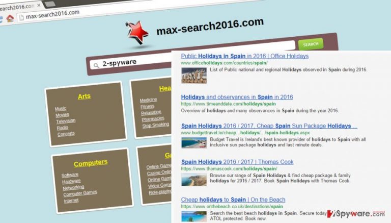 The illustration of Max-search2016.com virus The illustration of Max-search2016.com virus