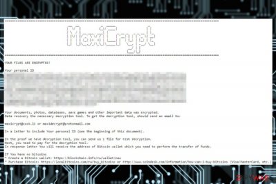 Ransom note by MaxiCrypt ransomware
