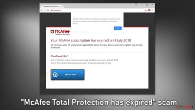 McAfee Total Protection has expired scam