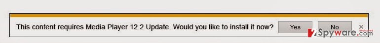 “This content requires Media Player 12.2 Update” virus snapshot “This content requires Media Player 12.2 Update” virus snapshot