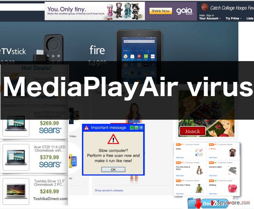 An illustration of MediaPlayAir adware ads An illustration of MediaPlayAir adware ads
