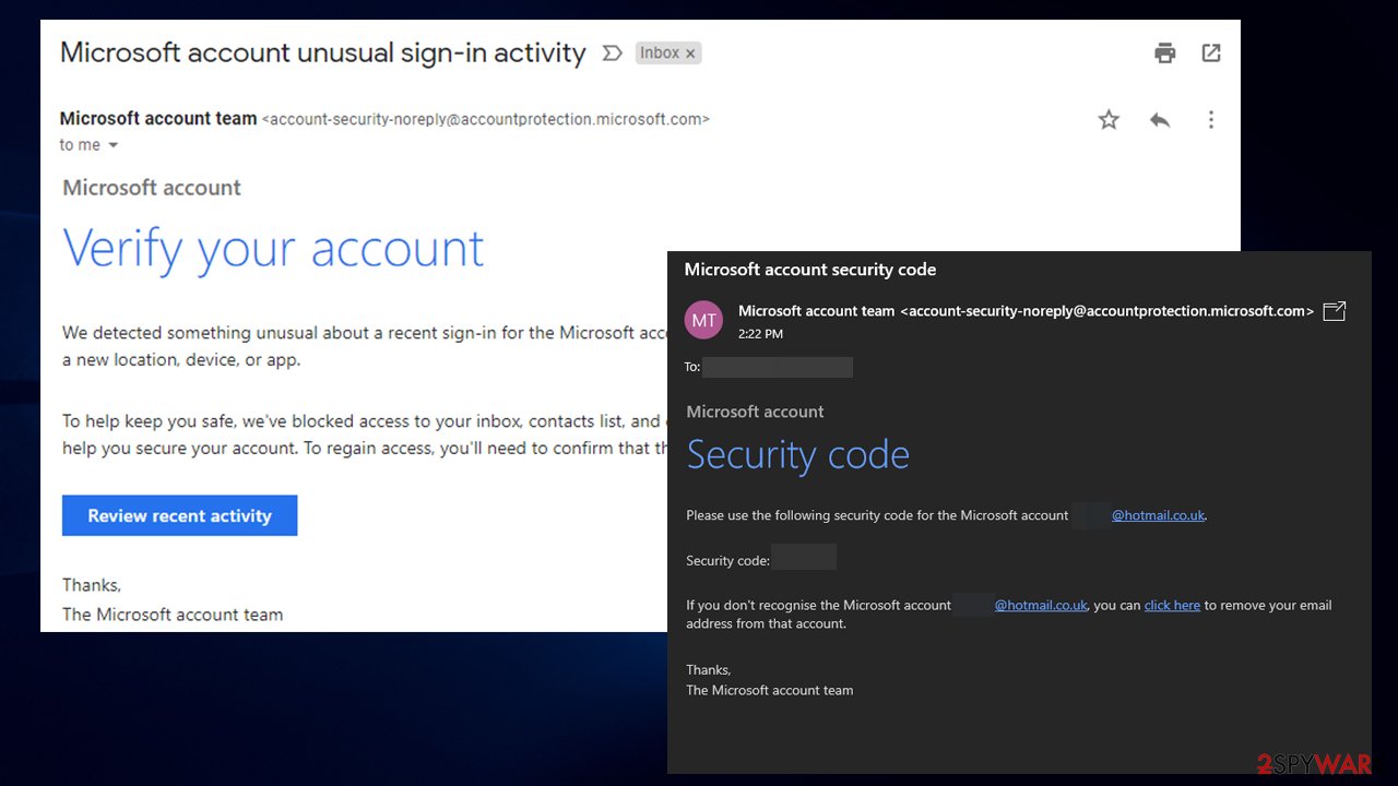 Microsoft account password reset email scam