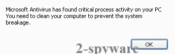 Microsoft Antivirus has found critical process activity on your PC