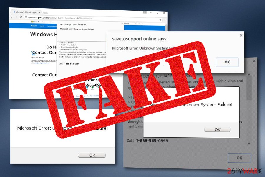 “Microsoft Error: Unknown System Failure" scam