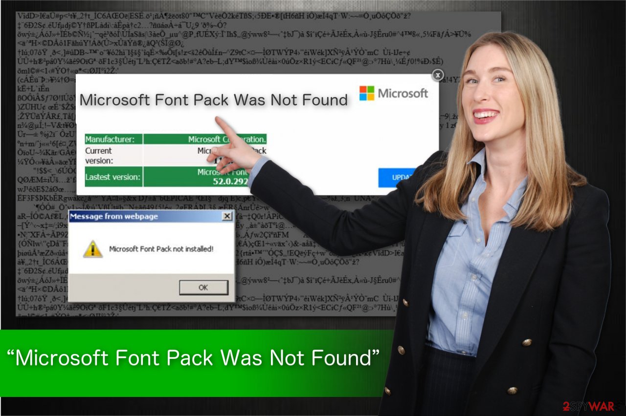 “Microsoft Font Pack Was Not Found” scam illustration