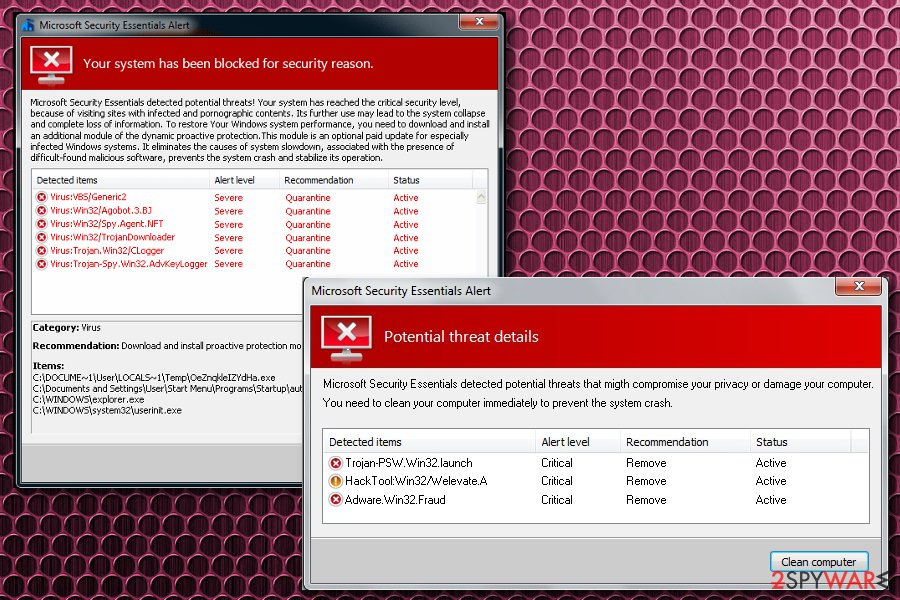 Microsoft Security Essential Alert virus