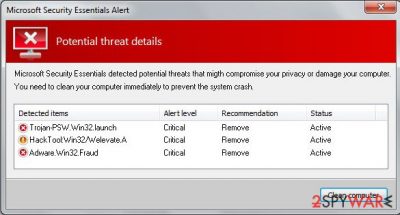The fake Microsoft Security Essentials Alert
