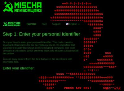 An illustration of the Mischa ransomware virus