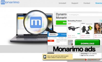Screenshot of the official website of Monarimo adware