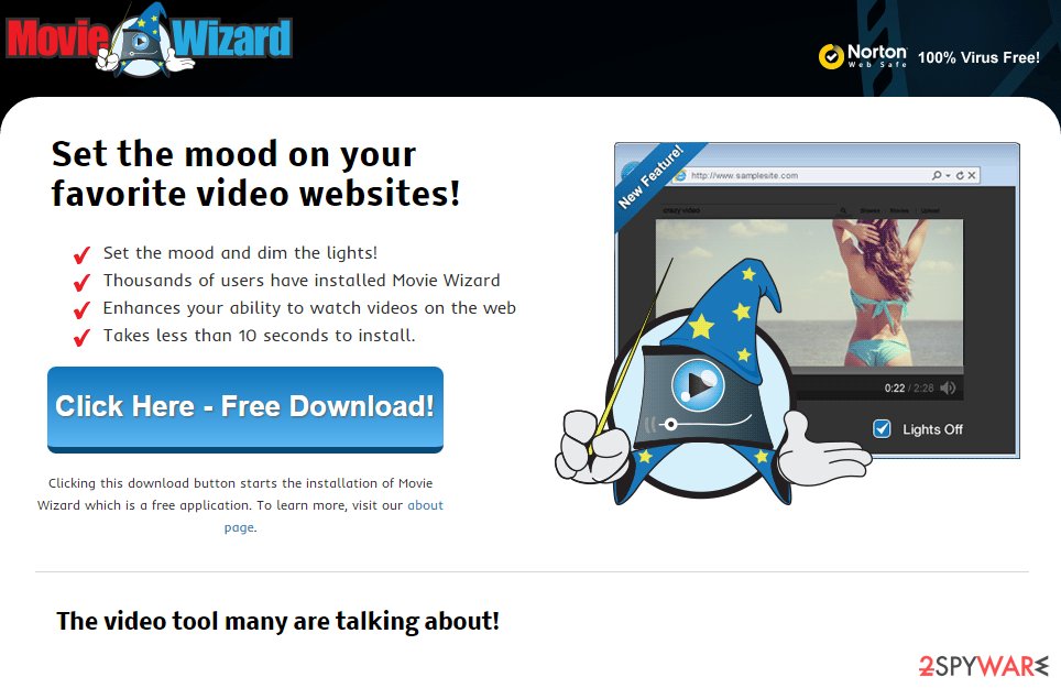 Movie Wizard adware snapshot Movie Wizard adware snapshot