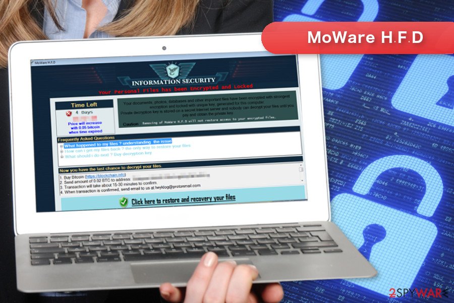 The image of MoWare H.F.D ransomware virus