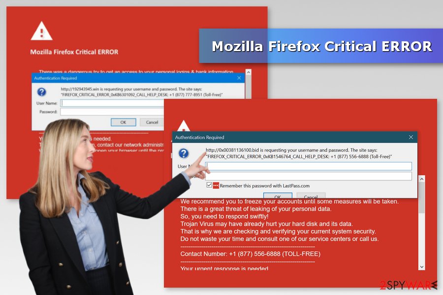 Image of Mozilla Firefox Critical ERROR scam