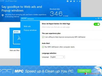 An illustration of the MPC AdCleaner software