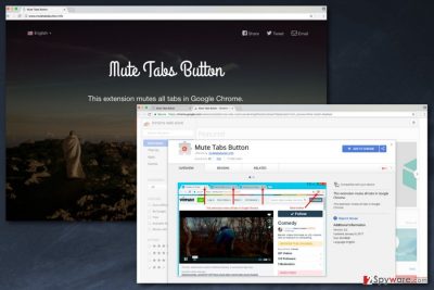 The example of Mute Tabs Button virus