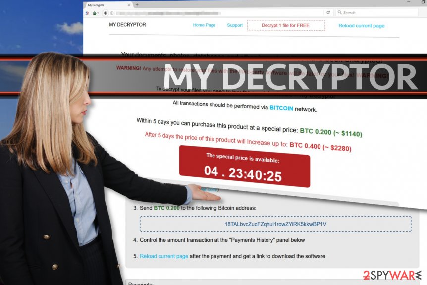 My Decryptor virus encodes data for a ransom