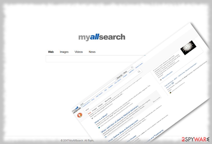 MyAllSearch homepage and associated sites